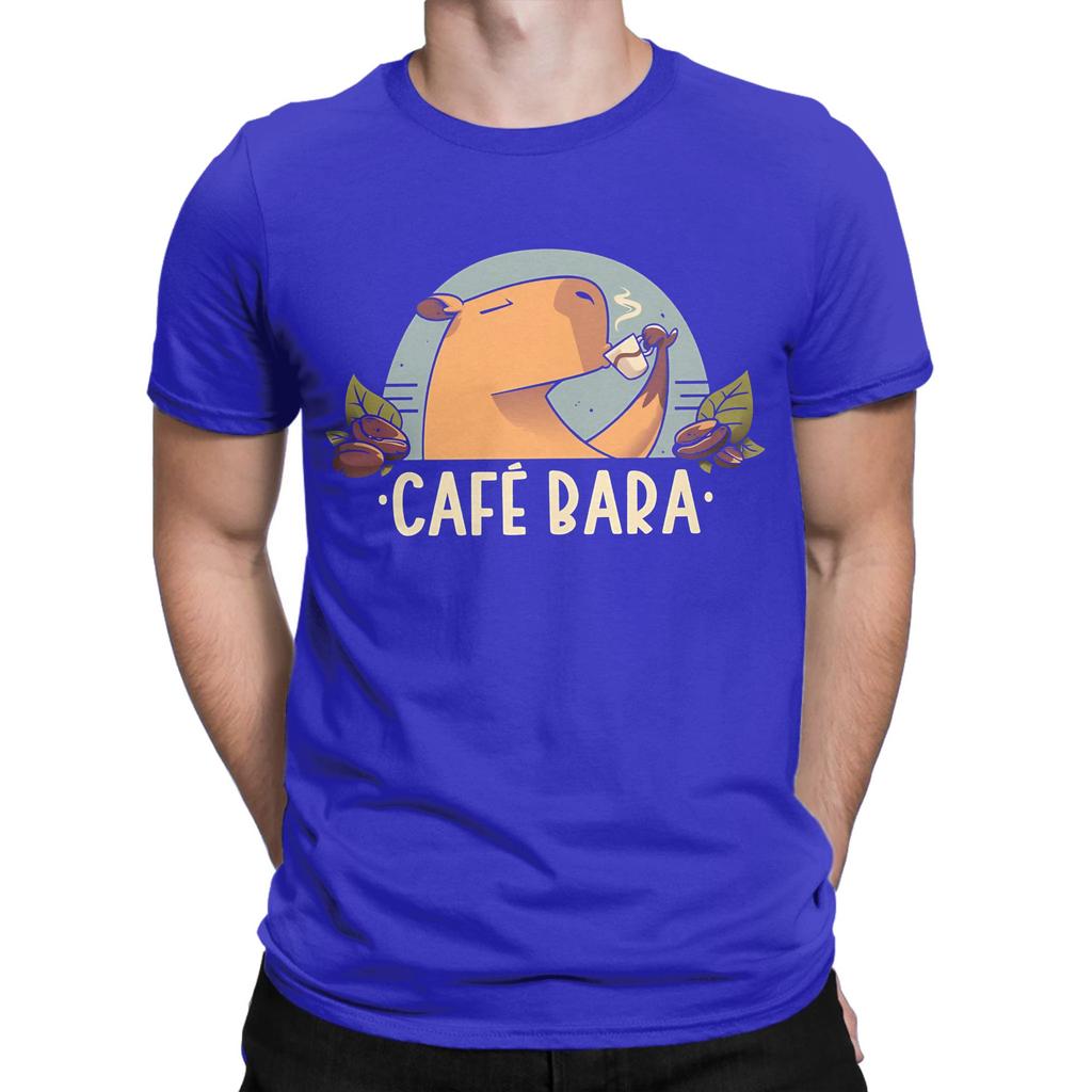 CafeBara Cute Coffee Capybara Novelty 100 Cotton TShirt capybara Tees Tops For Unisex