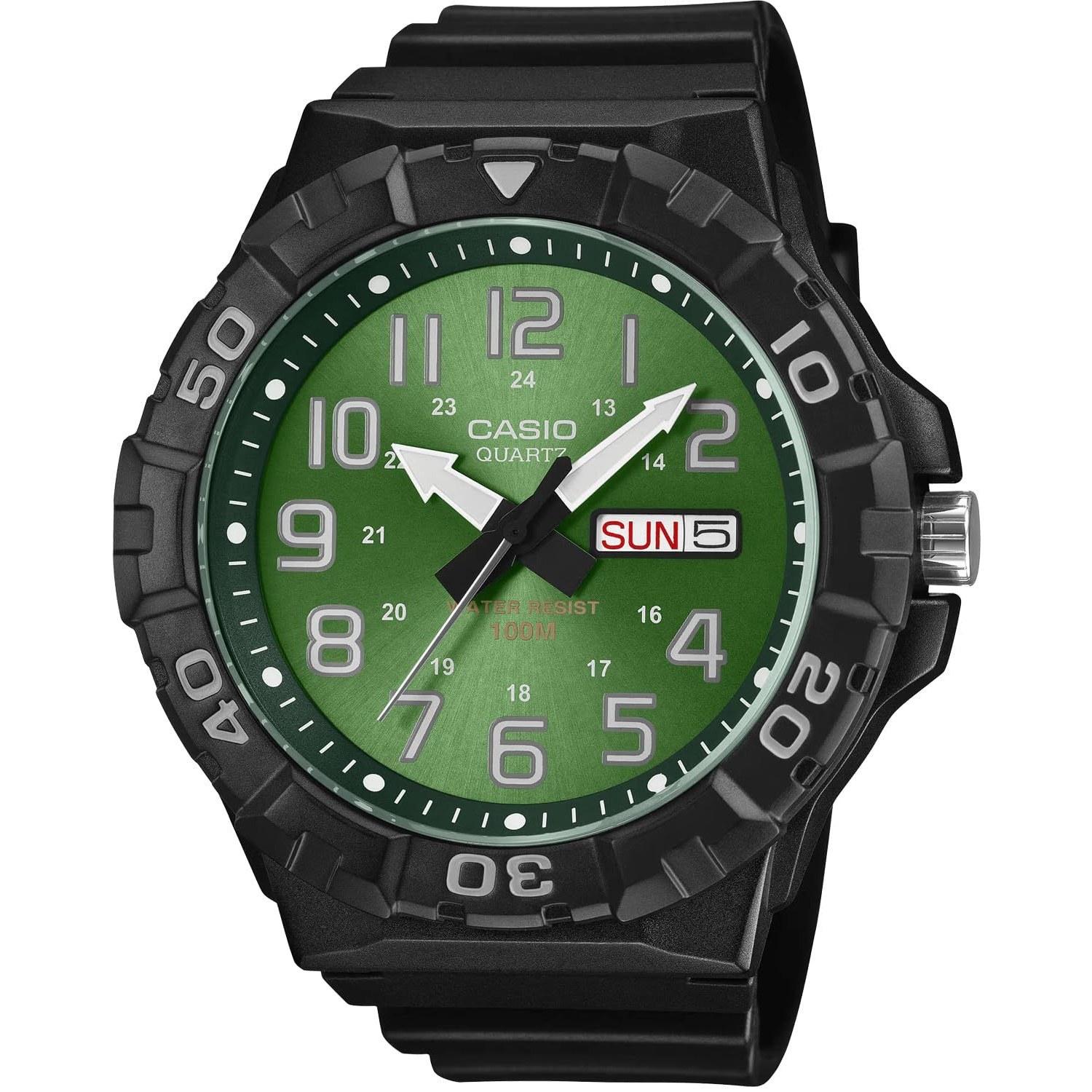 CASIO Standard Big Face Quartz Wristwatch MRW-210H-3BV Mens Green Aoshiko Dial Overseas Model
