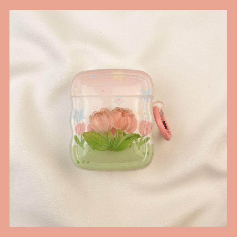 

Чехол для Airpod3 для Apple Pro Чехол для наушников Второе поколение Беспроводной Bluetooth 1 Третье поколение Aipods2 Поколение Airpodpro Четвертое поколение AirPods 4 [Pink tulip flower] send Hook