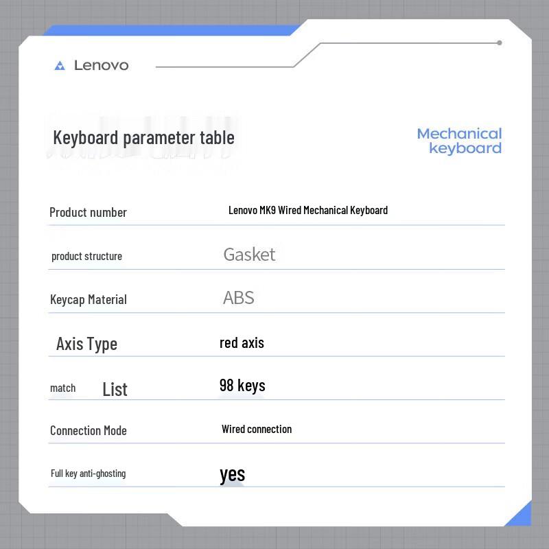 Lenovo MK9 Gasket 98-Key Wired Mechanical Keyboard