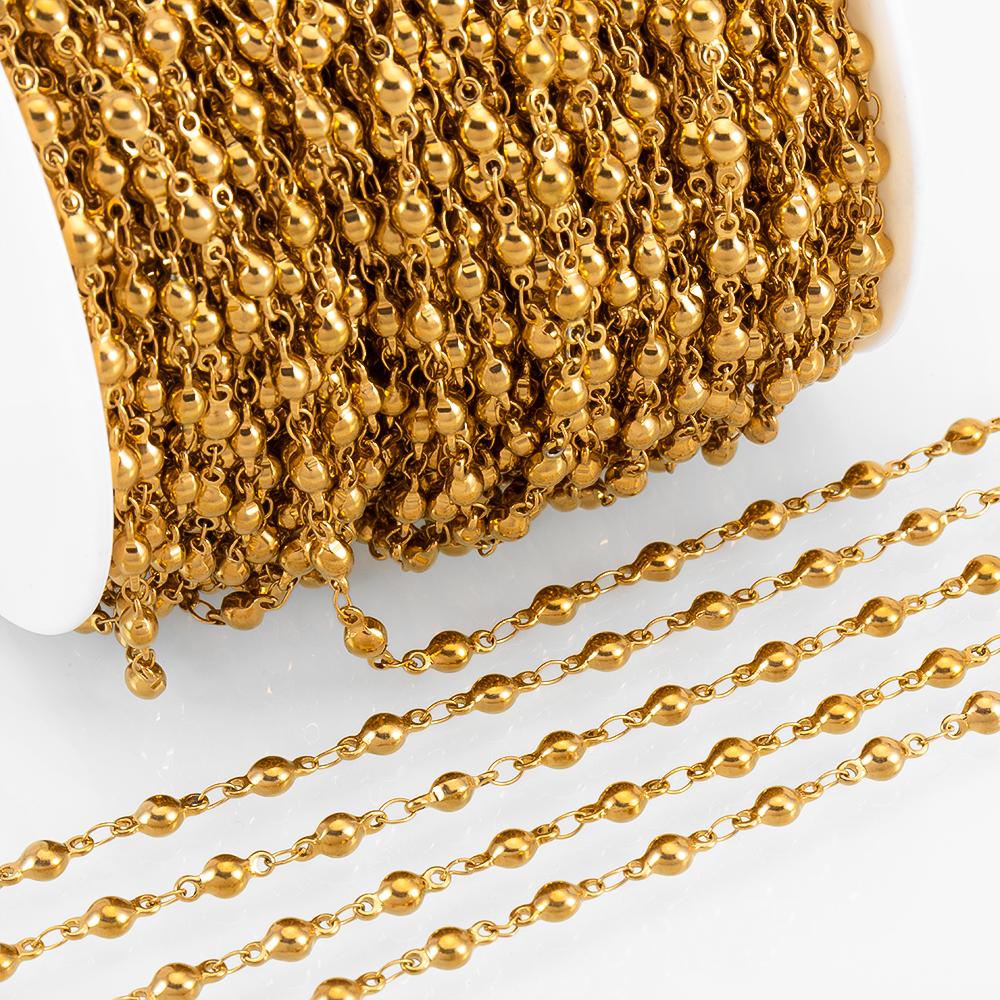 1M Trend Star Beaded Chain Stainless Steels Geometry Heart Square Leaf Cross Link Chain DIY Necklace Bracelet Jewelry Findings