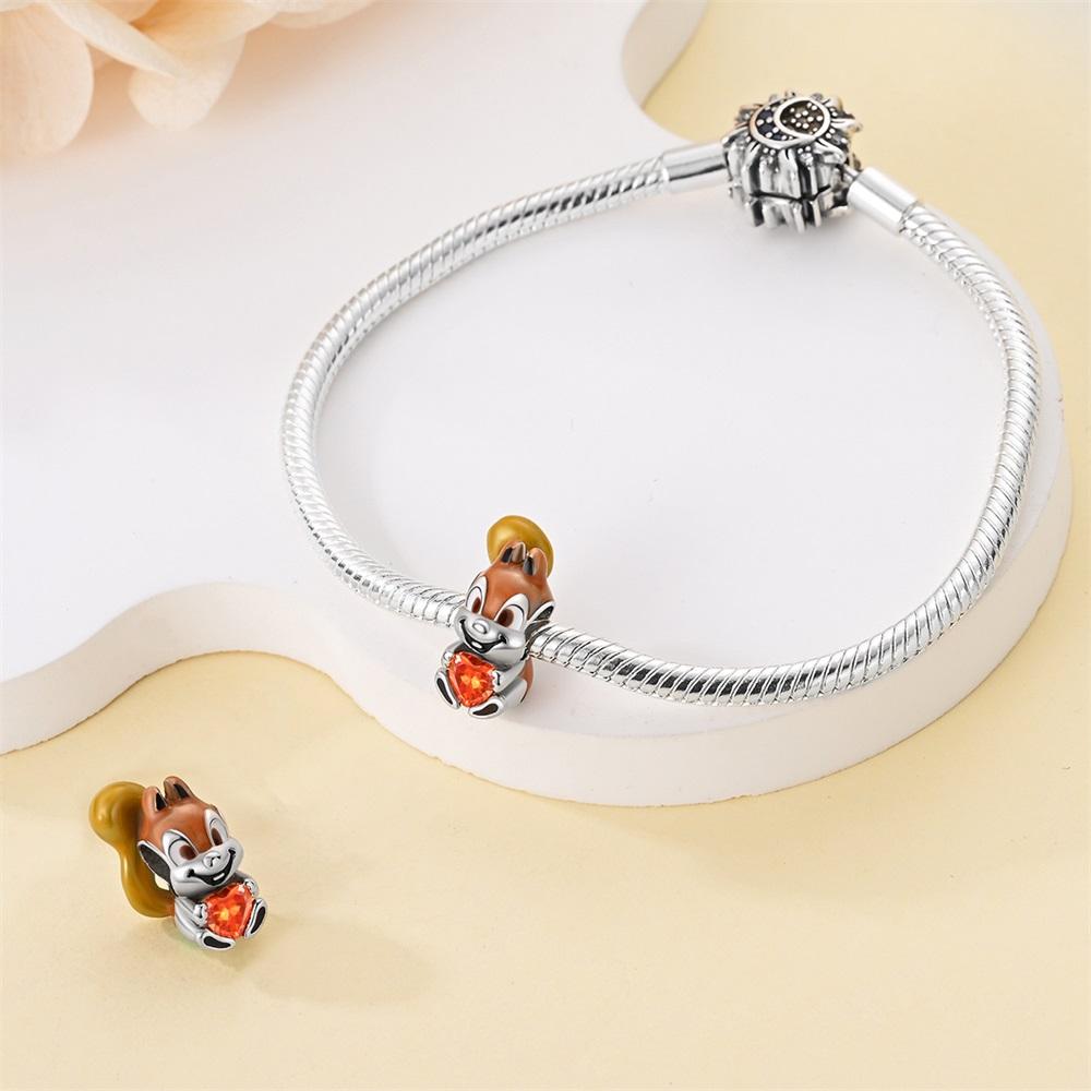 Original Charms Copper Certified Cute Squirrel Beads Fit Bracelet Women Jewelry Making Diy