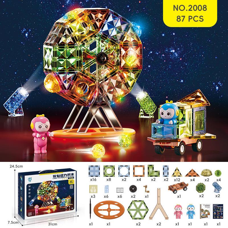 Children's 4D Colorful Magnetic Building Blocks - Strong, Educational Emerald Tiles