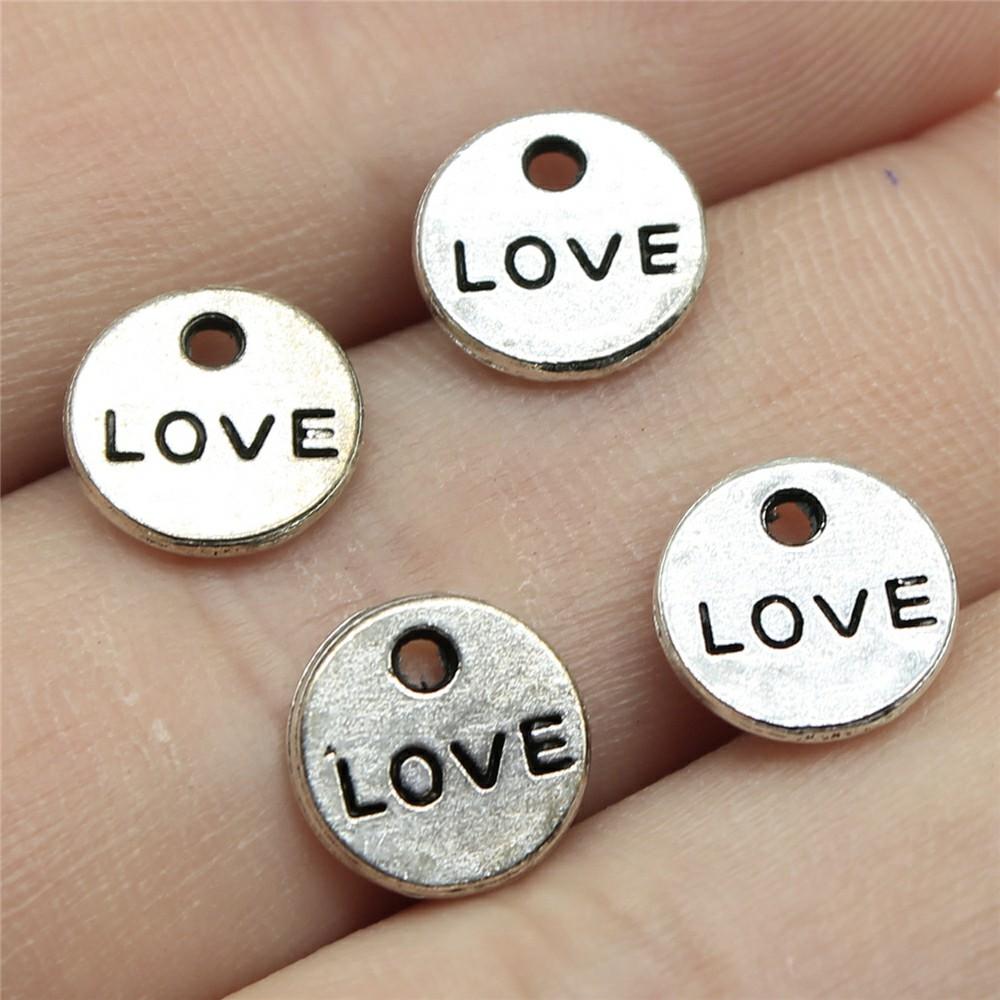 40pcs Charms Love Antique Silver Color Love Heart Charms Jewelry Findings DIY Word Love Charms Wholesale