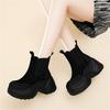 Herbst und Winter neue Plateau-Stiefeletten mit hohem Absatz vielseitig höhenverstellbare kurze Stiefel Patchwork-Samt-Zigarettenstiefel Baumwollschuhe