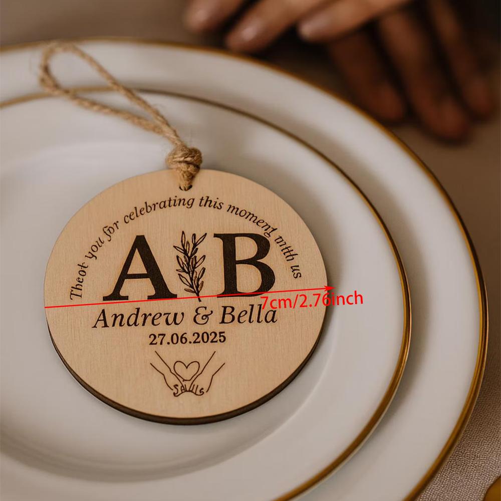Custom 5Pcs Wooden Ornament Wedding Engraved Wood Slice Bachelorette Party Keepsake Present Christmas Stocking Ornament Gift