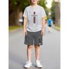 2026 Sommer Lässige Jungen T-Shirts Sets Rundhals Paris Buchstabe 3D Gedruckte Shorts Sport Zweiteiliges Anzug Outdoor Kinderkleidung