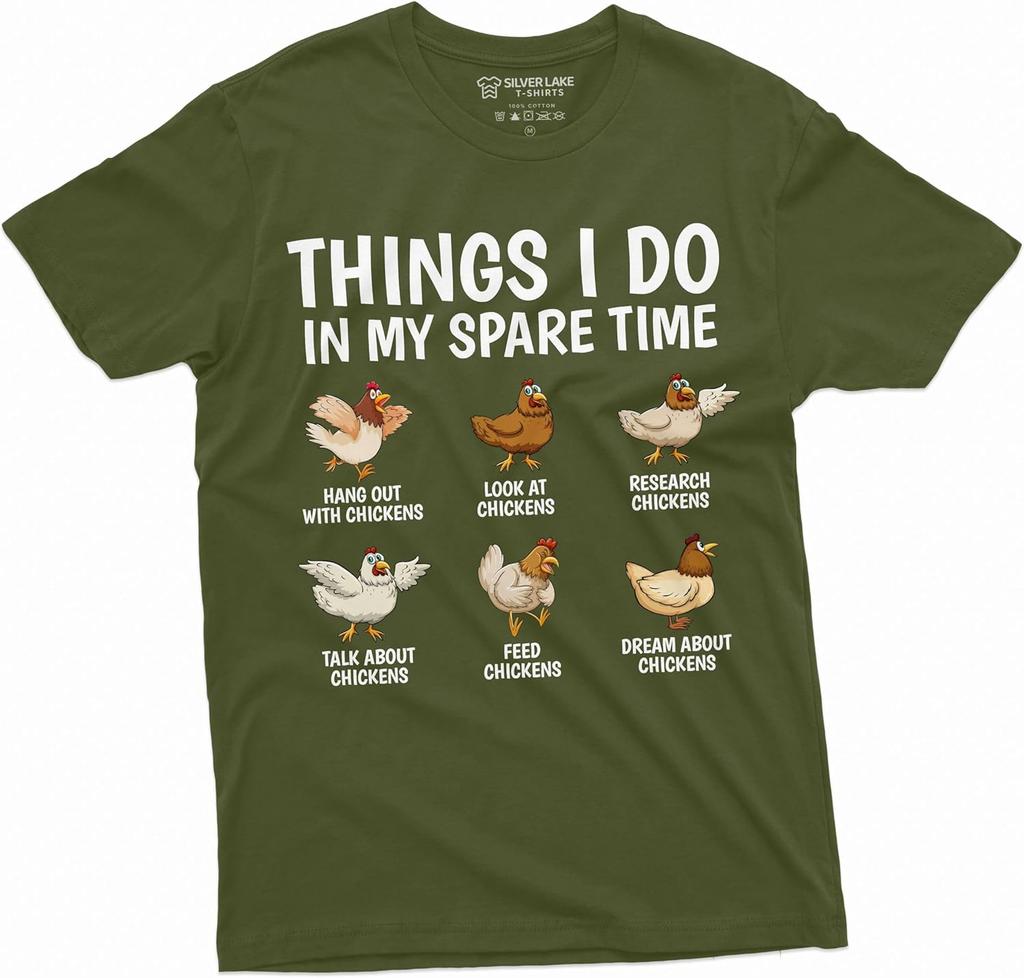 Funny Farming Farmer Tshirt Things I do in My Spare time Chickens Animal Lover tee Shirt