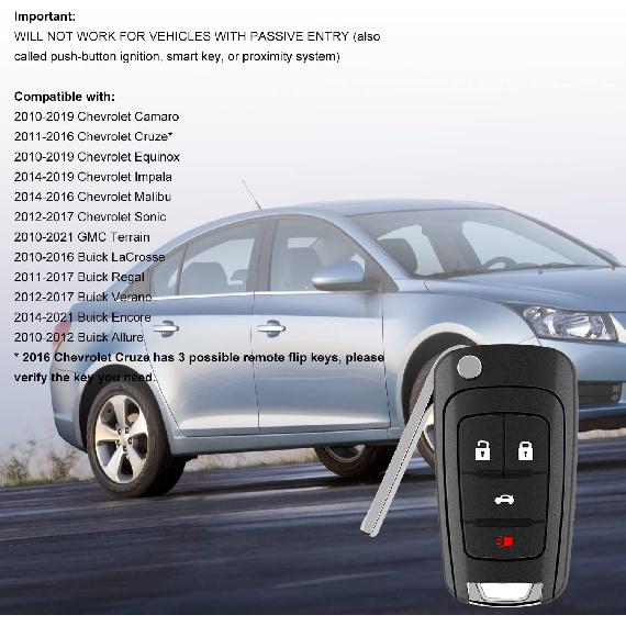 fit for Chevy Equinox Camaro 2010 2011 2012 2013 2014 2015 2016 2017 Cruze Malibu Impala Sonic GMC Terrain Buick Lacrosse Regal Verano Encore Keyless