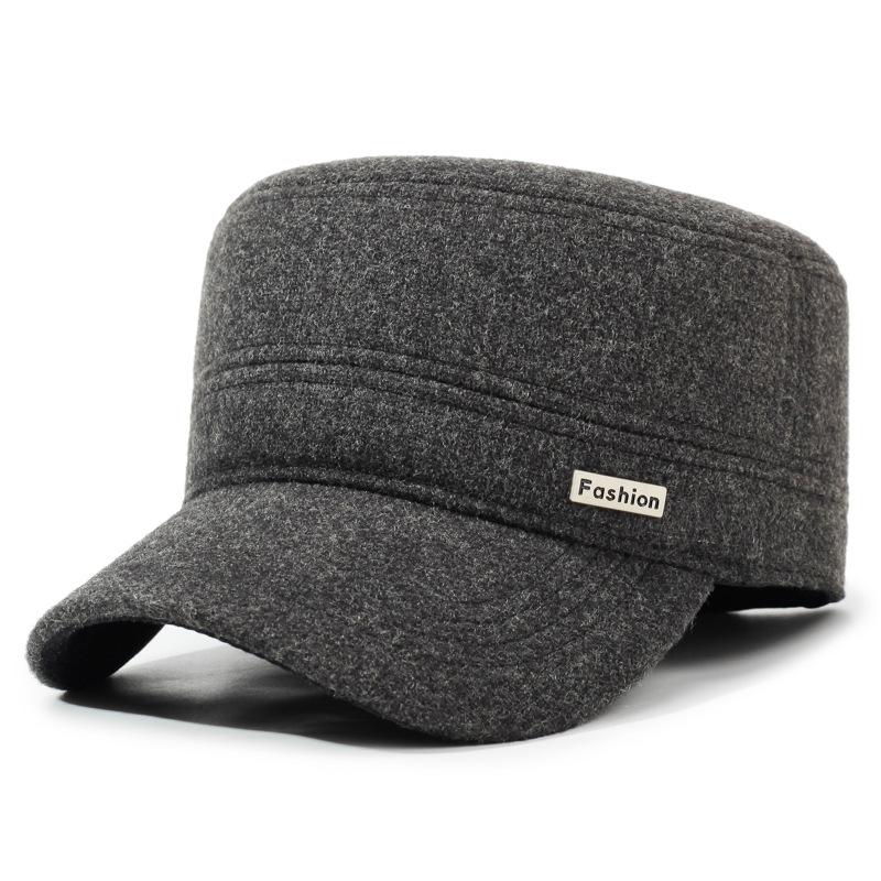 Autumn Winter Middle-Aged Hat Men's Cotton Flat Top Ear Protection Warm Baseball Cap