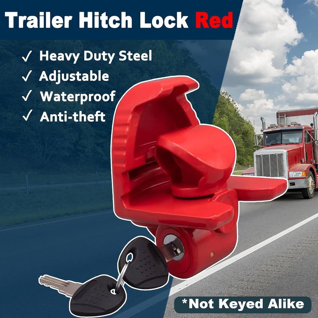 Trailer Hitch Locks With Keys, Fits 1-7/8 2-5/16 2 Inch Ball Hitch Lock Coupler Adjustable Tongue Lock Heavy Duty Steel For Vehicle Trailer Boat And
