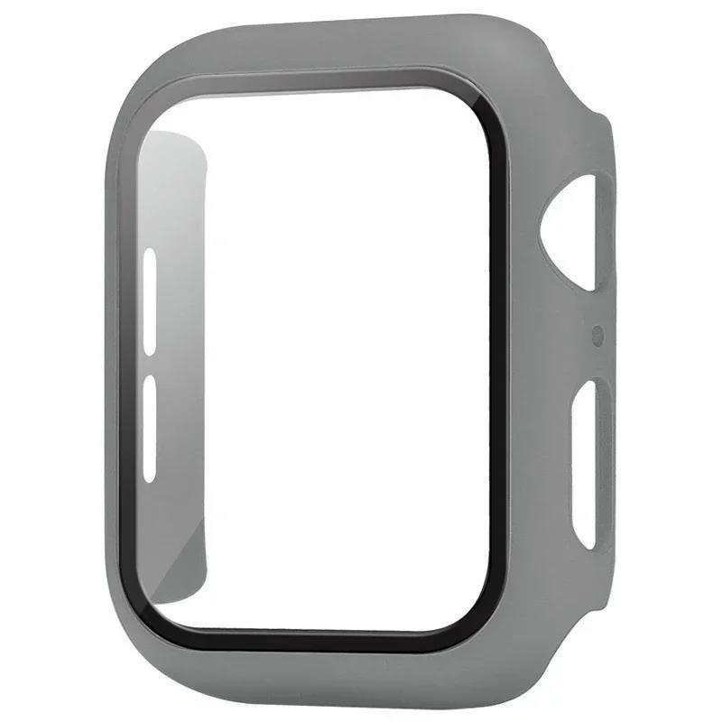 Tempered Glass+cover For Apple Watch Case 45mm 44mm 42mm 41mm 38-40mm PC bumper Screen Protector iWatch series 9 8 7 se 6 4 5 3 7