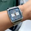 New Square Watches for Men Business Blue Leather Military Men's Wristwatch Chronograph Clock Waterproof Watch