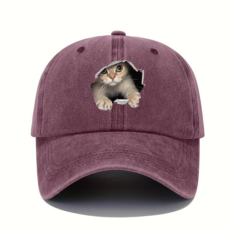 Cat Pattern Design for Four Seasons Leisure and Sports Sunshade Hat Fun Baseball Hat for Men and Women Outdoor Travel