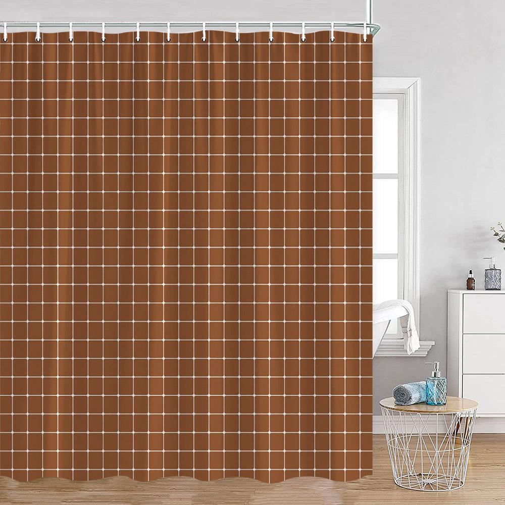 Simple Checkerboard Shower Curtains Colorful Abstract Gingham Pattern Check Checkered Modern Nordic Bathroom Curtains Decor