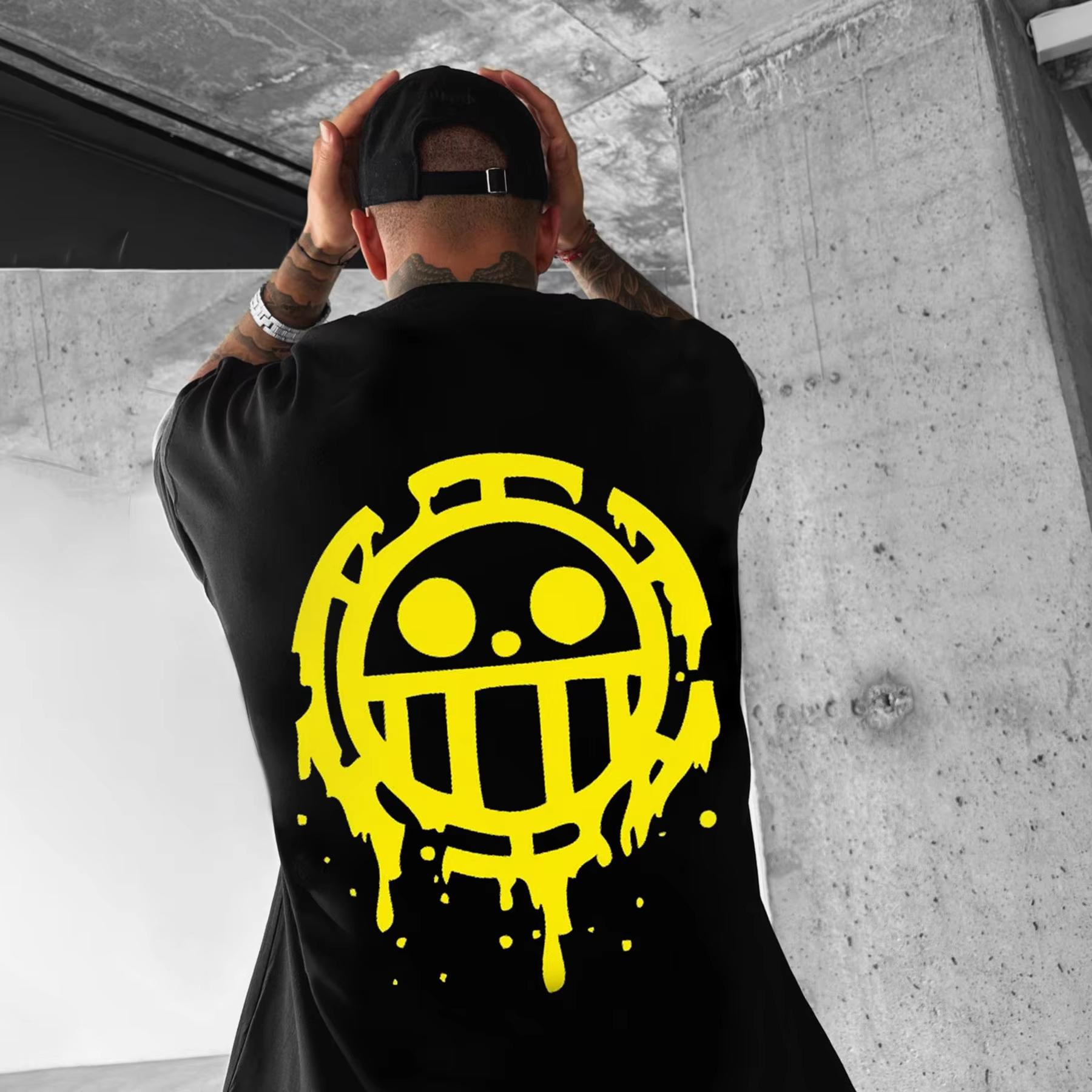 

Футболка с принтом Law Аниме Косплей Молодежная Мужская Оверсайз Летняя Спортивная Хлопковая с Коротким Рукавом Топ Повседневная Модная Одежда L