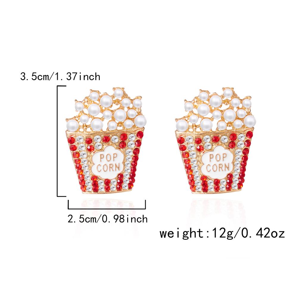 Statement Popcorn Shaped Rhinestone Earrings for Women Fashionable Imitation Pearl Popcorn Earrings Jewelry Accessories