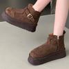 Suede Platform Women Ankle Boots Flats Warm Cotton Snow High Heels Shoes Woman Brand 2025 Trend Winter Cozy Casual Botas Femme