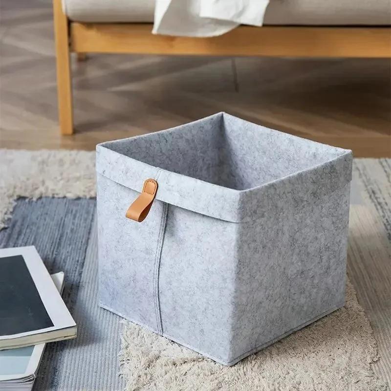 1-5PCS Desktop Organizer Basket Felt Storage Bin for Snacks and Sundries Home Office Desk Tidy Declutter Storage Box
