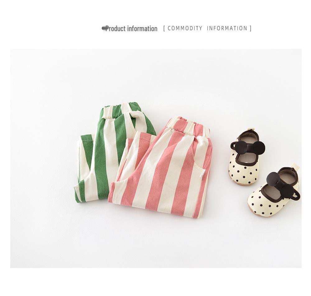 Korean Style High Waist Color Striped Spring Pants for Infants and Toddlers