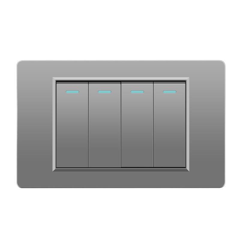 118 Type Switch Six-Hole Gray Wall Socket with Type-C 20W, Thai Style & PC Panel, Taiwan Socket