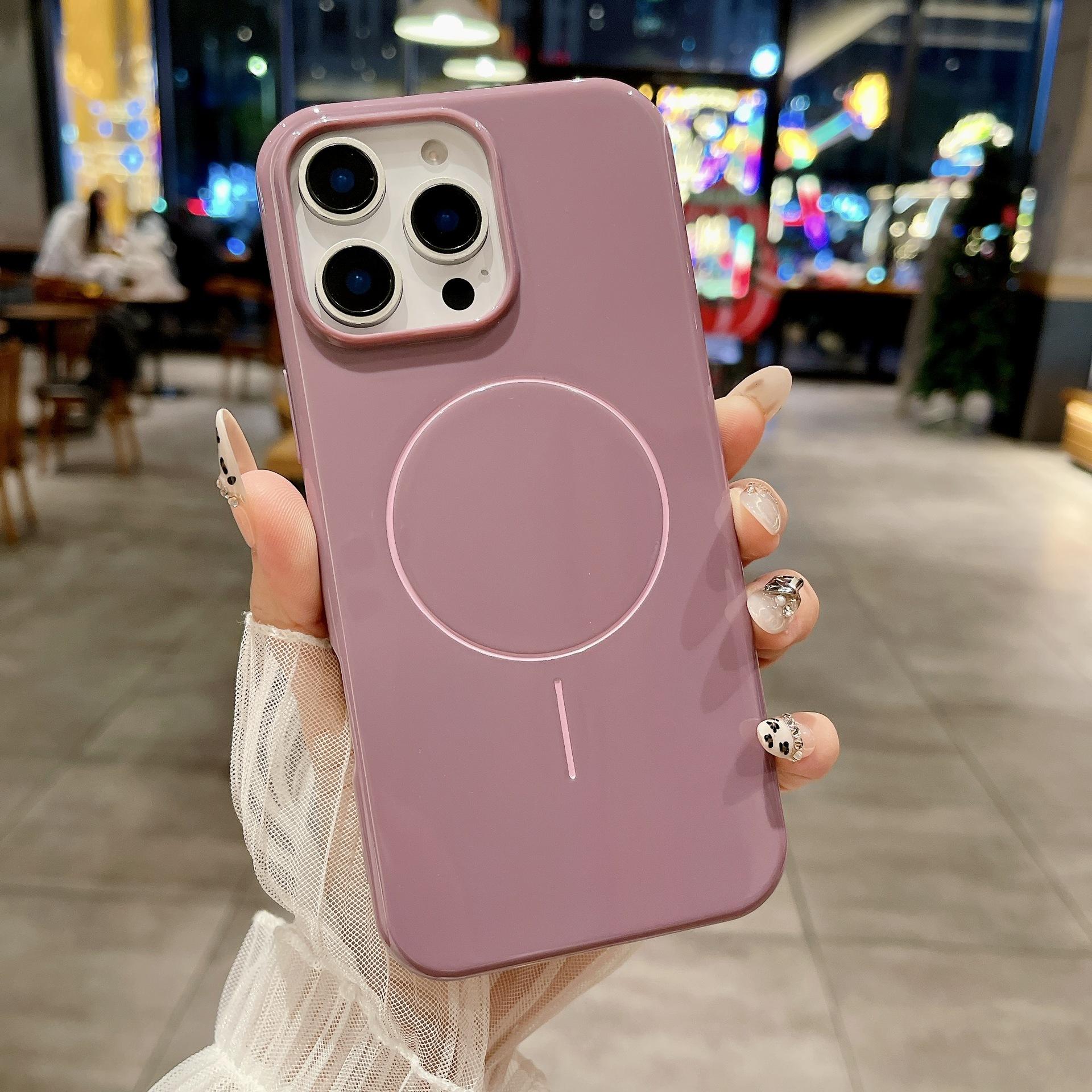 

16 Жидкий силикон Глянцевый Магнитопоглощающий Чехол для мобильного телефона Подходит для IPhone 14 Promax Защитный чехол Apple 15 iPhone16