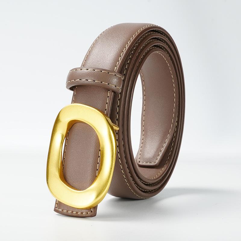 

Женский ремень из кожи с гладкой пряжкой, перфорированный ремень для брюк, модный универсальный декоративный ремень, ремень 105cm