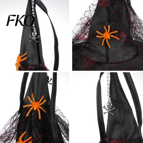 Halloween Costume Party Supplies Witch Hat Hanging Decor, Spider Web Ribbon Prop Decorations for Party, Dark Wizard Accessory Masquerade Spooky