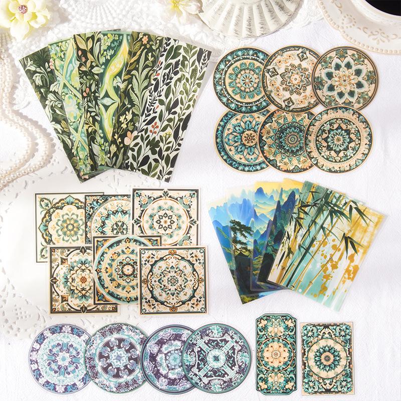 Vintage Baroque Flower Landscape Material Collage PET Sticker Creative DIY Journal Stationery