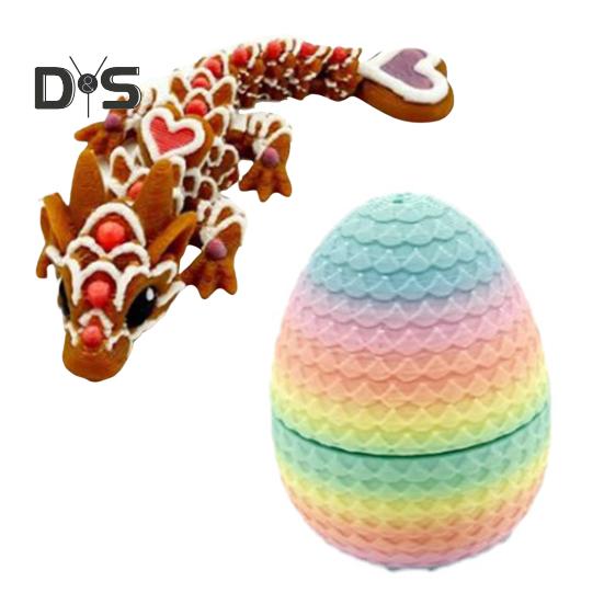 

3D-печатное яйцо дракона, красочное яйцо с драконом внутри, шарнирная фигурка дракона, гибкая игрушка-фиджет для детей, наполнители для пасхальной корзины