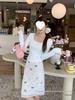 Bow Lace Spliced Sexy Long Sleeve Square Neck T-shirt for Women - 2025 Early Autumn Edition