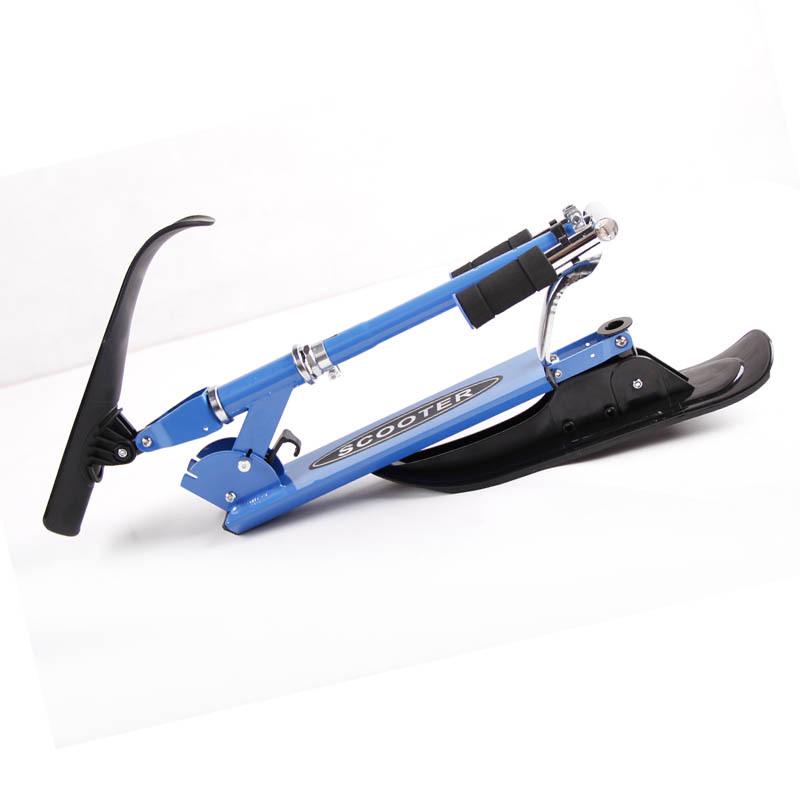 Adjustable Foldable Ski Car for Kids: Dual-Use Snow & Land Model with Wheels & Skateboard