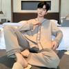 Spring Autumn Men Pajamas Soft Long Sleeves Long Pants Pijamas Man Home Wear V-neck Fashion Man Loungewear