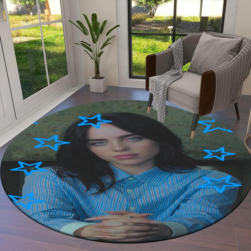Billie Eilish Round Area Rug,Carpet Rug for Living Room Bedroom Sofa Playroom Decor,Non-slip Floor Mat