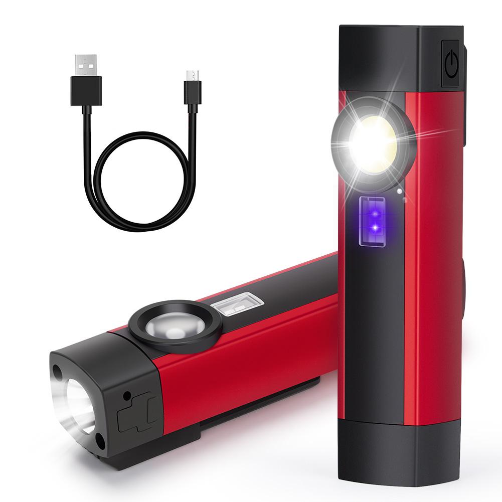 Z40 COB XPE LED Flashlight Camping USB Rechargable Flashlight Portable UV Torch Light 4 Modes Lighting Working Light with Magnet