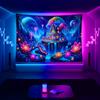 Magical Fantasy Tapestry Wall Hanging Neon Glowing Art Blue Purple Polyester Print Decor for Bedroom Living Room Home Decoration