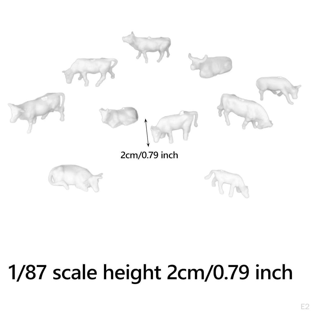 10Pcs 1/87 Scale Cow Model Miniature Cows Role Play Figure Farm Animal Diorama Scenery for