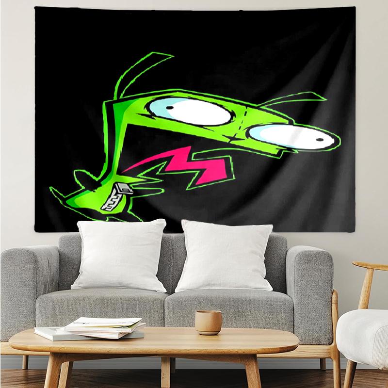 Invader-Zim Print Tapestry, Backdrop, Easy Setup, Ideal for Bedroom, Office & Living Room, with Aesthetic Wall Hanging Decor.