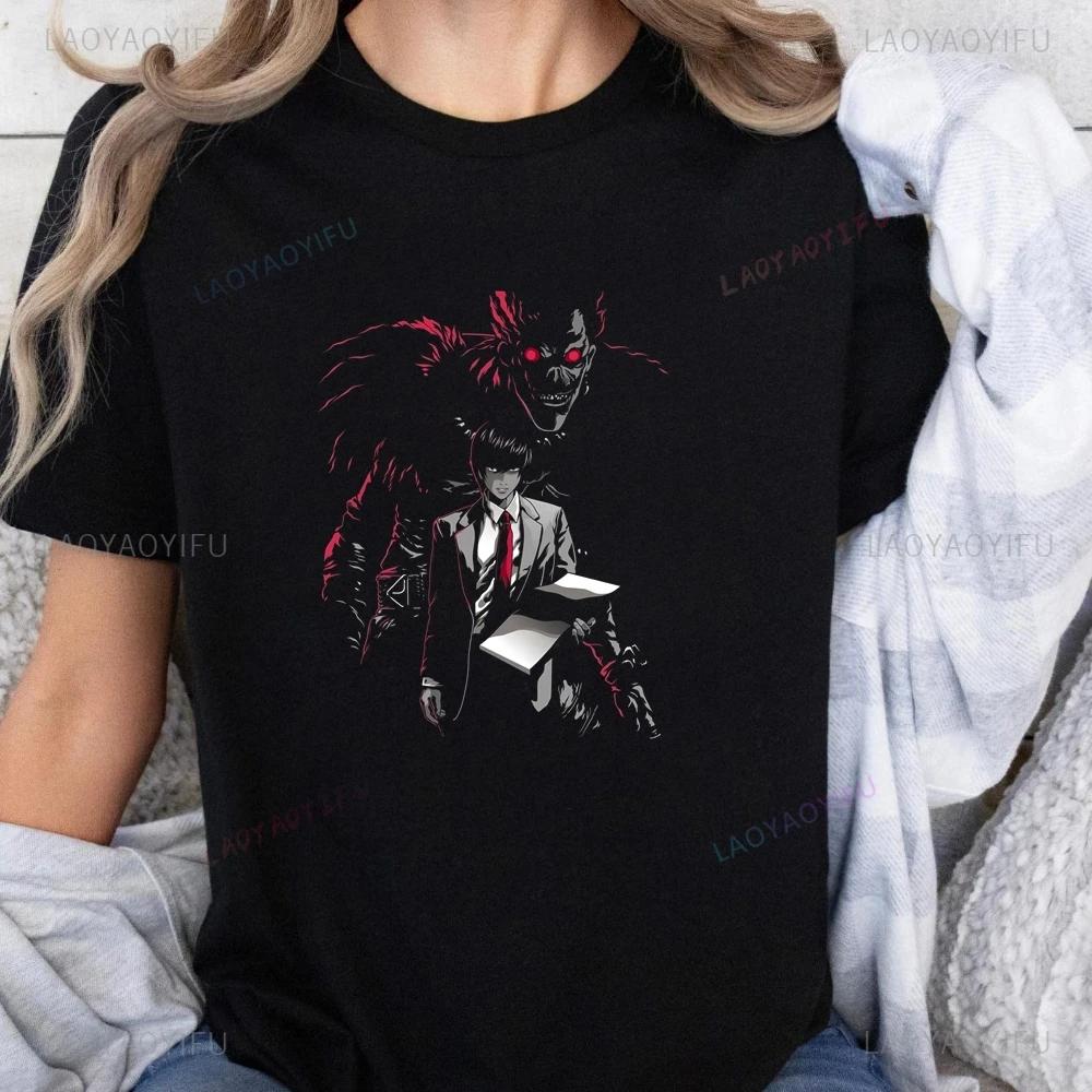 Japanese Anime Death Note Printed T-shirt Top Death Note Unisex Trend Harajuku Short Sleeve Unisex Shirt Graphic Large T-shirt