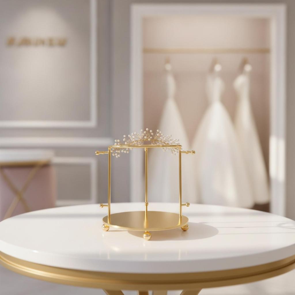 Crown Display Stand Gold-Hued Jewelry Rack Stable for Brides