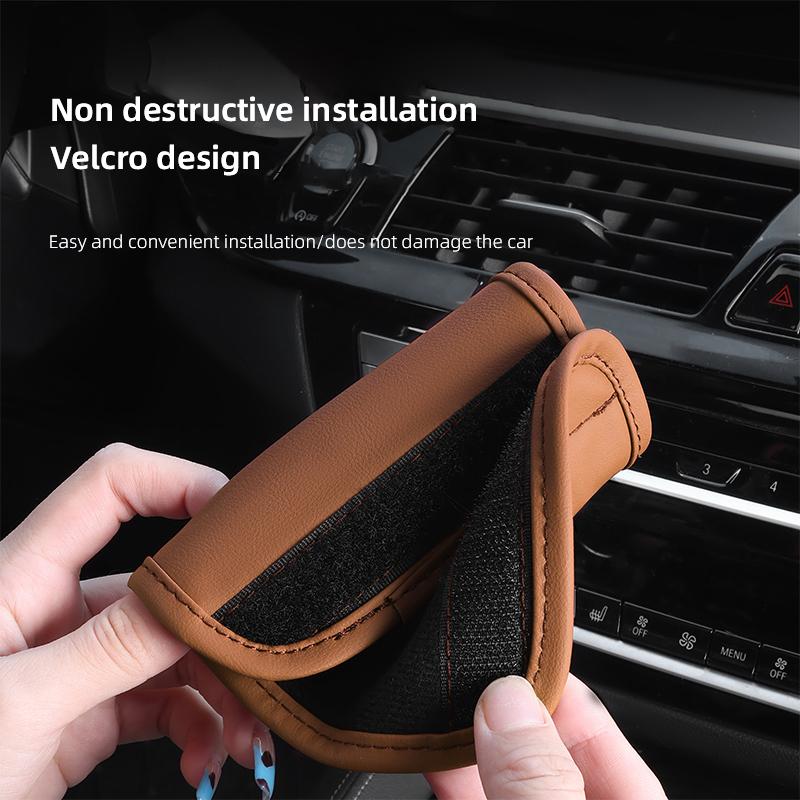 AVY1 2Pcs Car Anti Slip Pull Glove Car Interior Leather Handle Protector Cover For Lada Priora Niva 2107 Largus 2106 Granta Kalina
