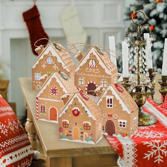 Christmas House Gift Box Set 3D Pop Up Cottage Gift Box Festive Holiday Packaging for Cookies Sweets Toys
