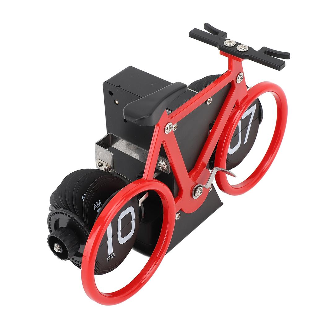 Vintage Flip Desk Clock Bike Shape Retro Mechanical Battery Powered Gear Operated Timer Reminder