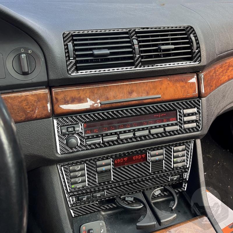 Real Carbon Fiber Car Accessories Center Console Set Cover Soft Sticker For BMW 5 Series/M5 E39 1998 1999 2000 2001 2002 2003