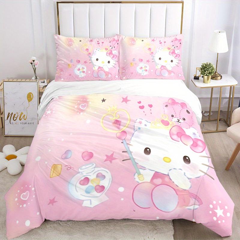

3 шт. Набор постельного белья Hello Kitty, Принцесса, Дышащий полиэстер, Мягкое пододеяльник и 2 наволочки, Подходит для всех сезонов, 082613b 135x200cm
