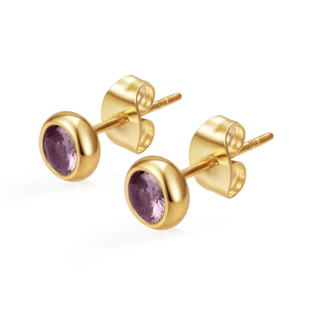 Special for round stainless steel zircon stud earrings women's trend versatile multi-color earrings PVD18K real gold earrings