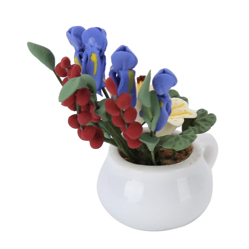 1:12 Scale Lily Flowers Miniature Doll House Potted Plants Simulation Decoration