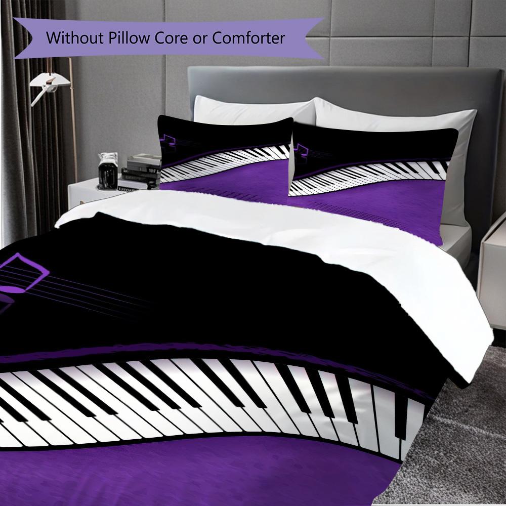 1PC Music, Guitar Theme Bedding Quilt Set Quilt Cover Pillowcase Home Decoration Birthday Gift (1 * Duvet Cover + 2 * Pillowcase, Without Core)