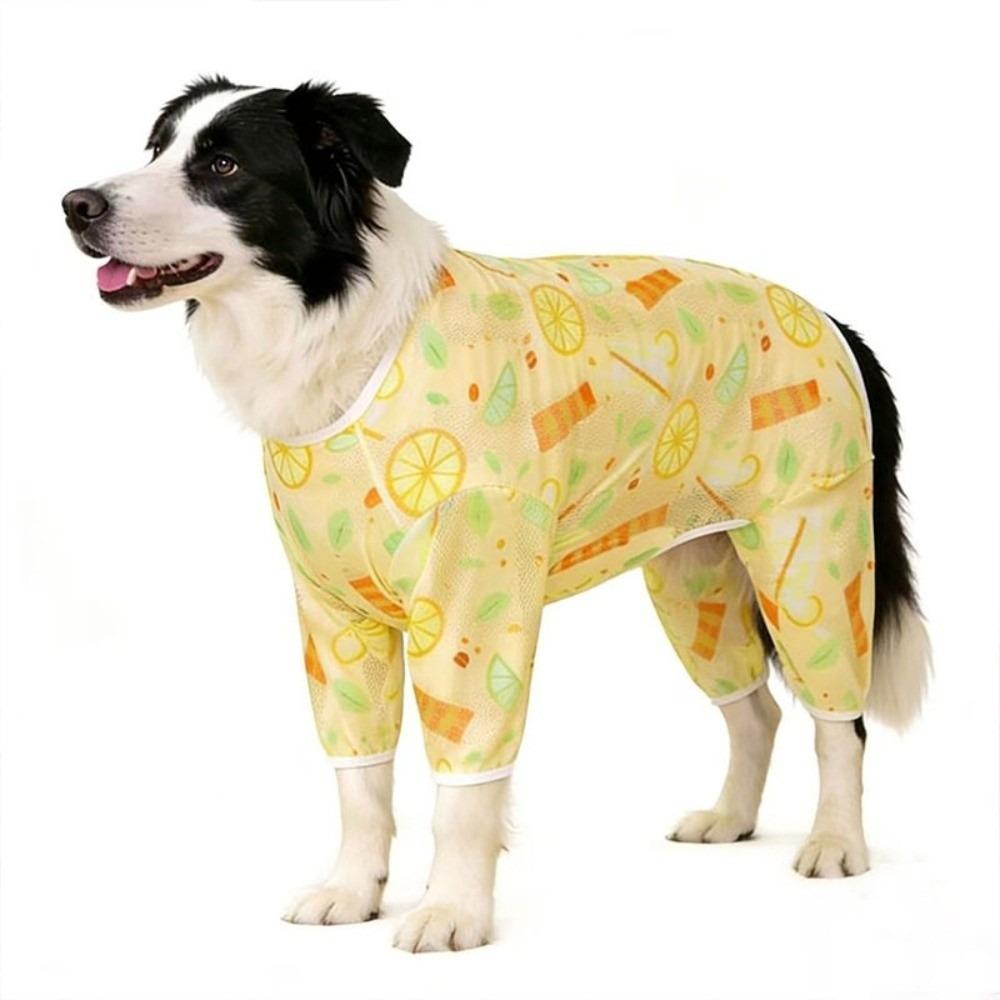 Cartoon Print Dog Sunscreen Clothes Sun Protection Cooling Dog Clothing Dog Jumpsuit  Travel 3XL жёлтый