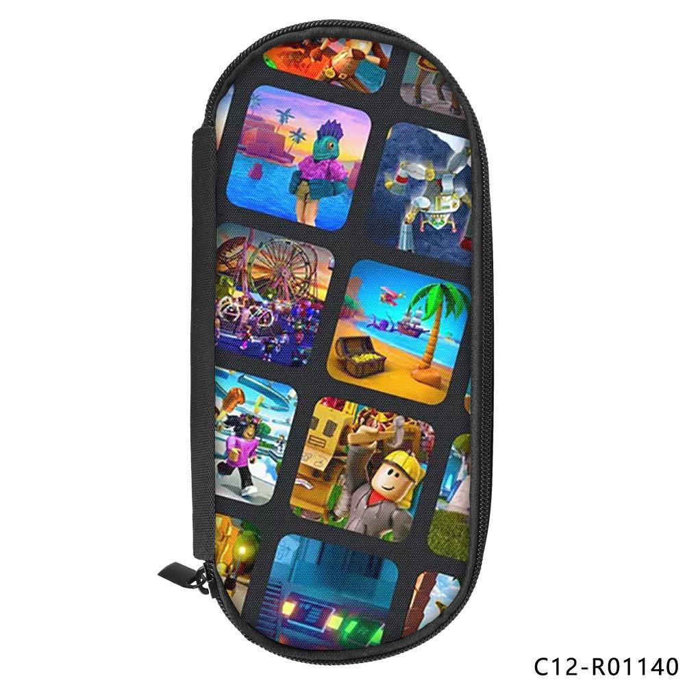Vibrant Roblox Single Layer Pencil Case Durable Polyester Rectangular Kids Stationery Bag
